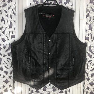 Street & Steel 2nd Amendment Black Leather Motorcycle Vest Side Lacing Men's 3XL